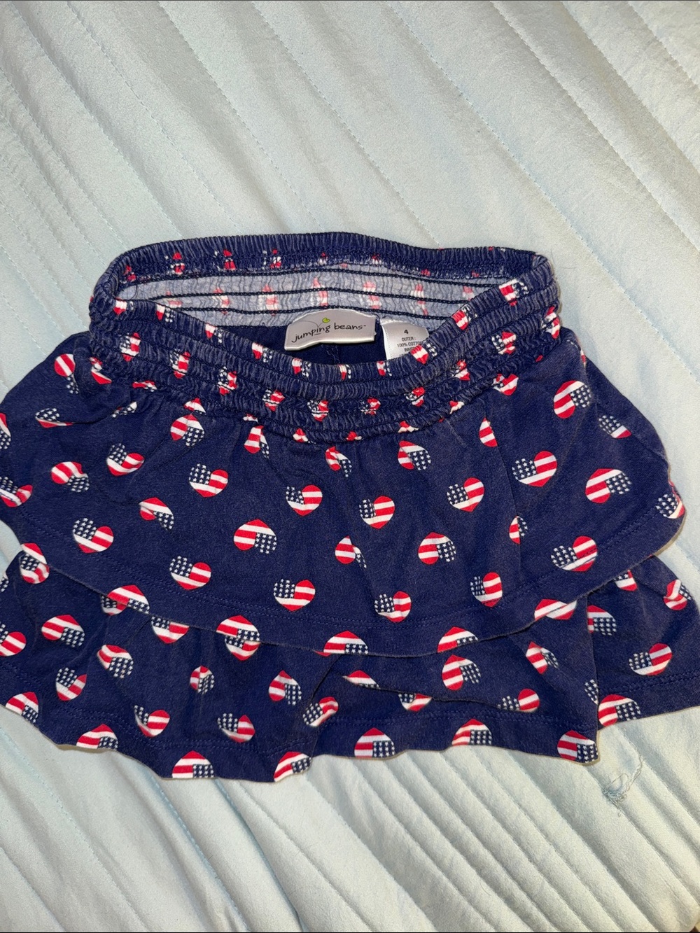 USA Heart Flag Skirt with Shorts Under